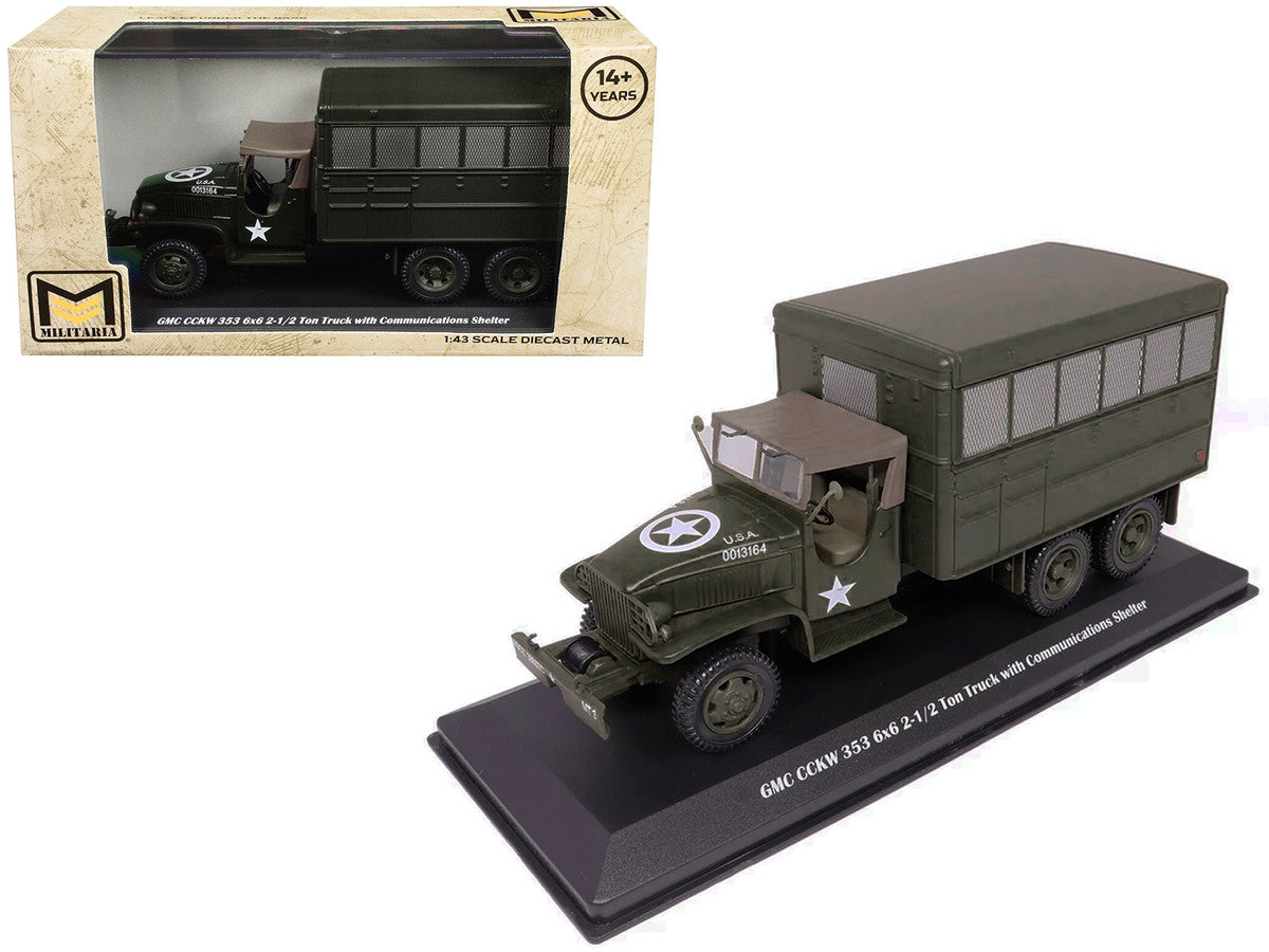 GMC CCKW 353 6x6 2-1/2 Ton Truck with Communications Shelter Olive Drab "United States Army" 1/43 Diecast Model by Militaria Die Cast Militaria Die Cast