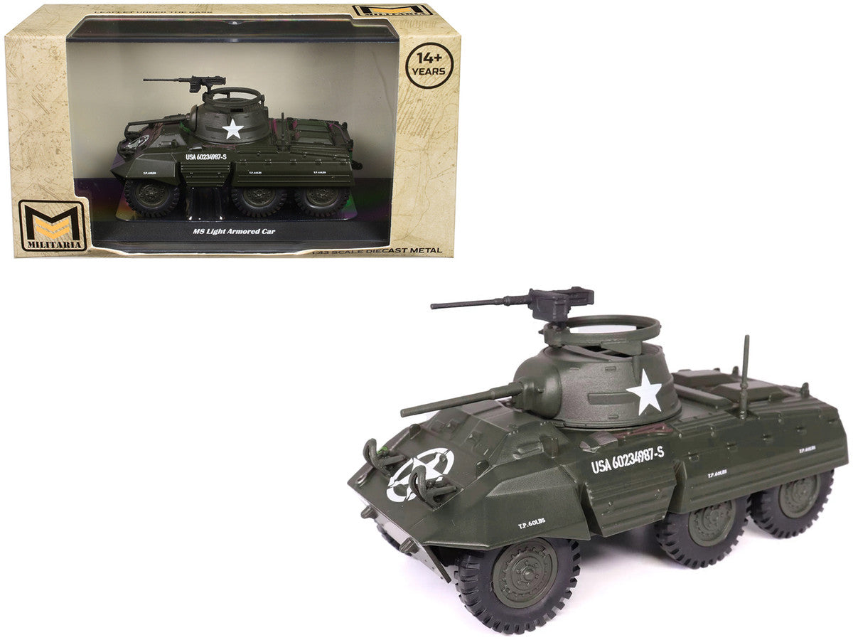 M8 Light Armored Car Olive Drab "United States Army" 1/43 Diecast Model by Militaria Die Cast Militaria Die Cast