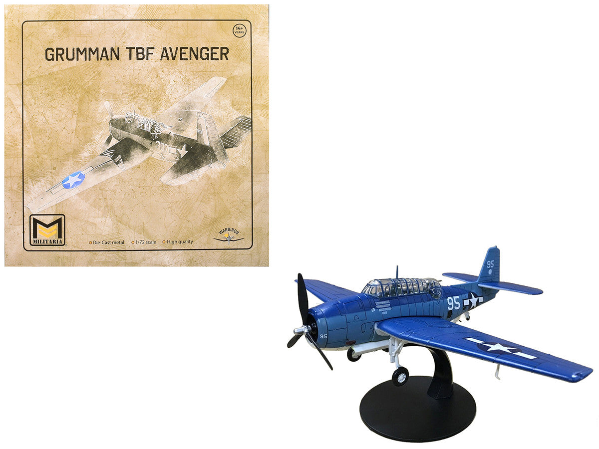 Grumman TBF Avenger Bomber Aircraft "White 95 USS Hornet" (1944) United States Navy 1/72 Diecast Model by Militaria Die Cast Militaria Die Cast