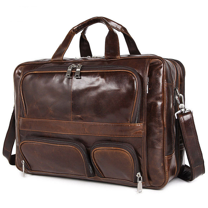 Men's Large Capacity Leather Handbag Computer Briefcase CJD