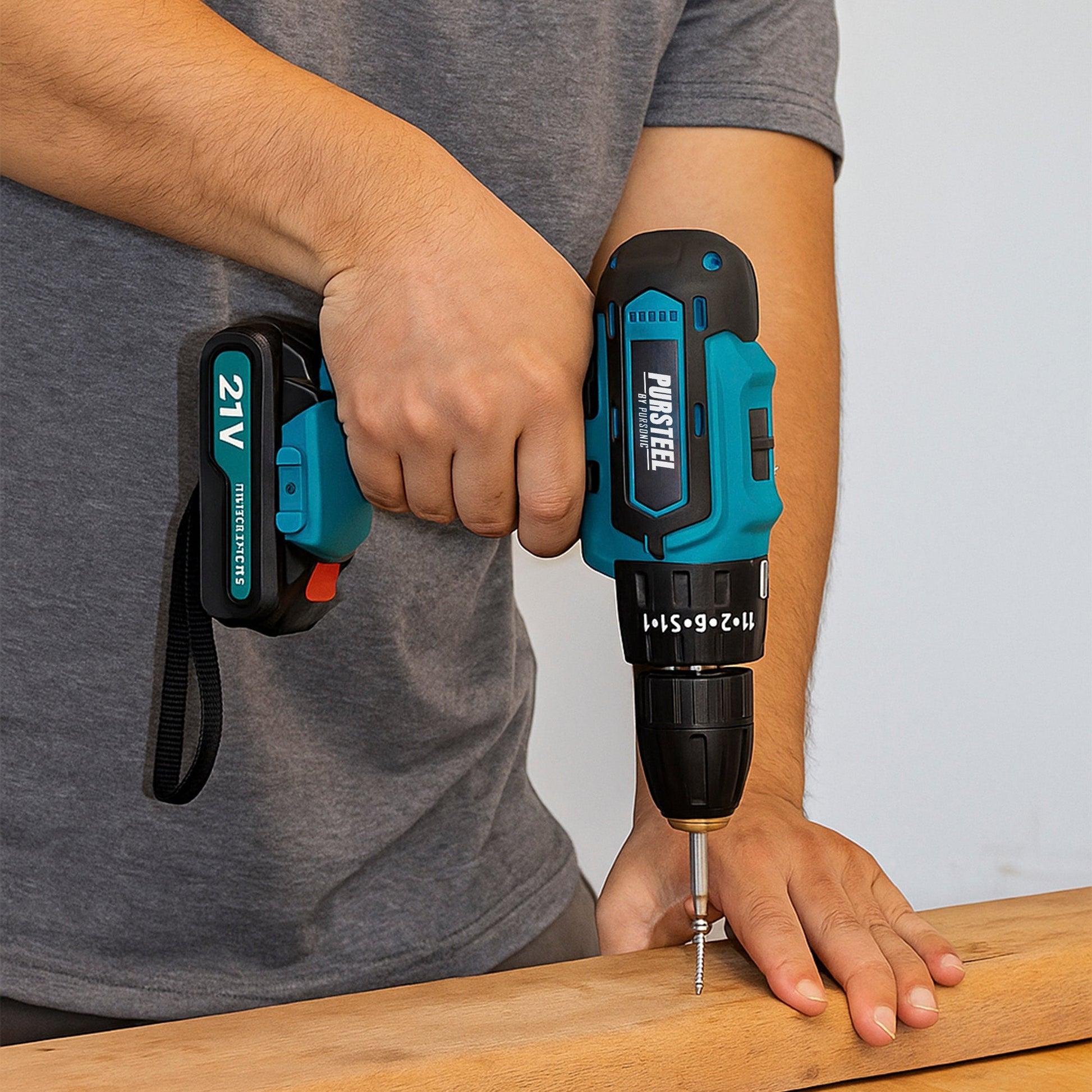 Pursonic 21V Rechargeable Cordless Drill 24 Piece Set – Compact Power for Home & DIY Projects Pursonic