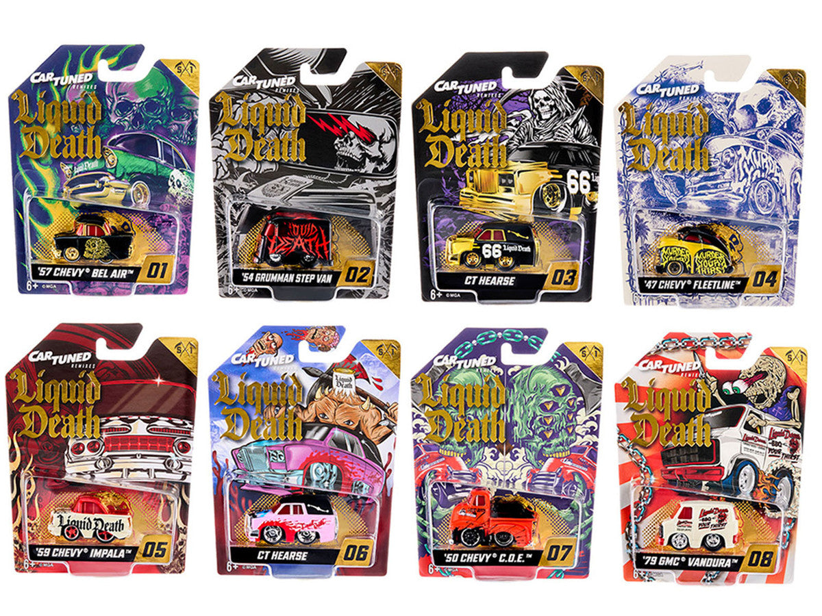 "Liquid Death" 2026 Series 1 Set of 8 Pieces Diecast Model Cars by CarTuned Car Tuned