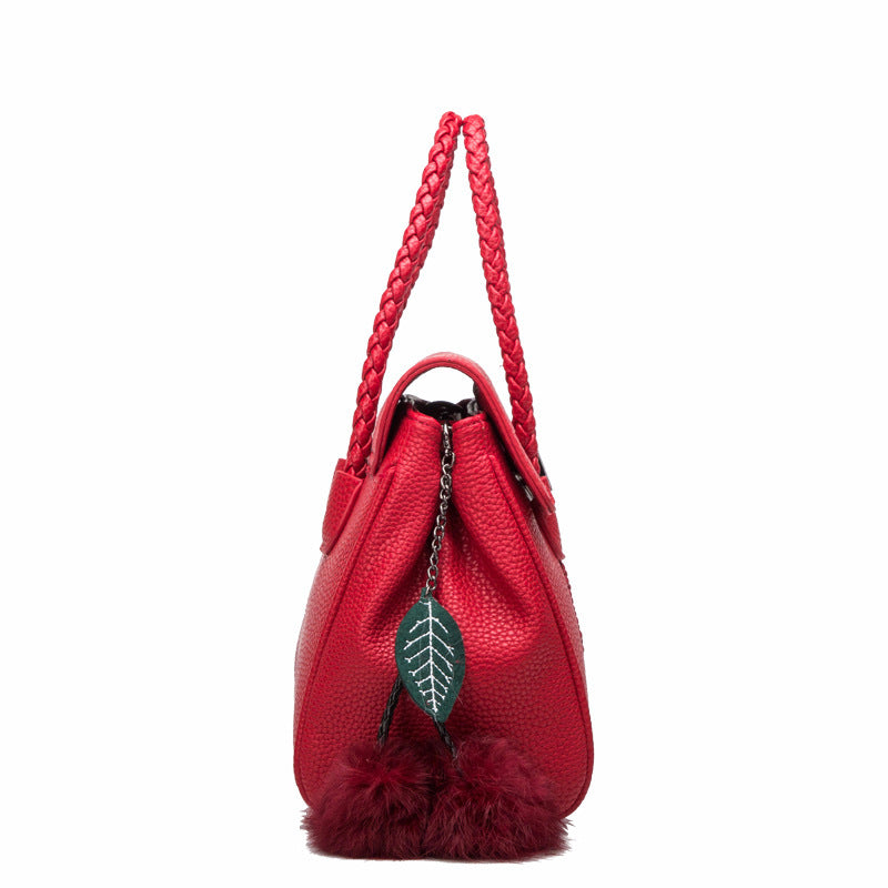 Leather handbags lychee pattern handbag LadyShow.Store