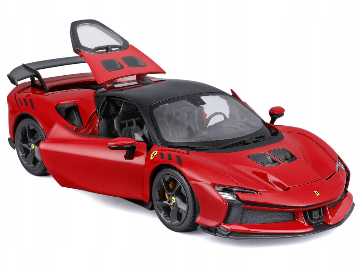 Ferrari SF90 XX Stradale Red with Black Top "Race and Play" Series 1/24 Diecast Model Car by Bburago Bburago