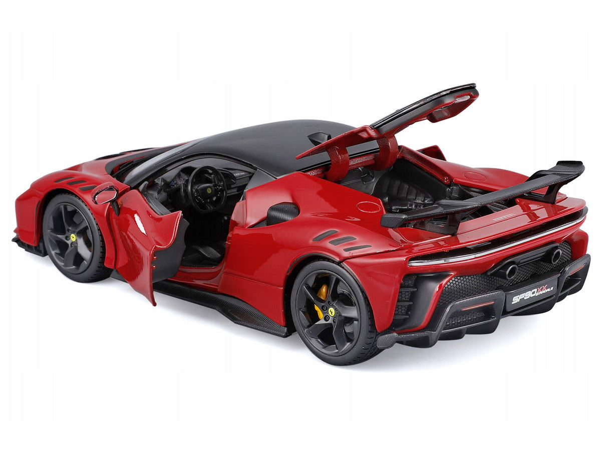 Ferrari SF90 XX Stradale Red with Black Top "Race and Play" Series 1/24 Diecast Model Car by Bburago Bburago