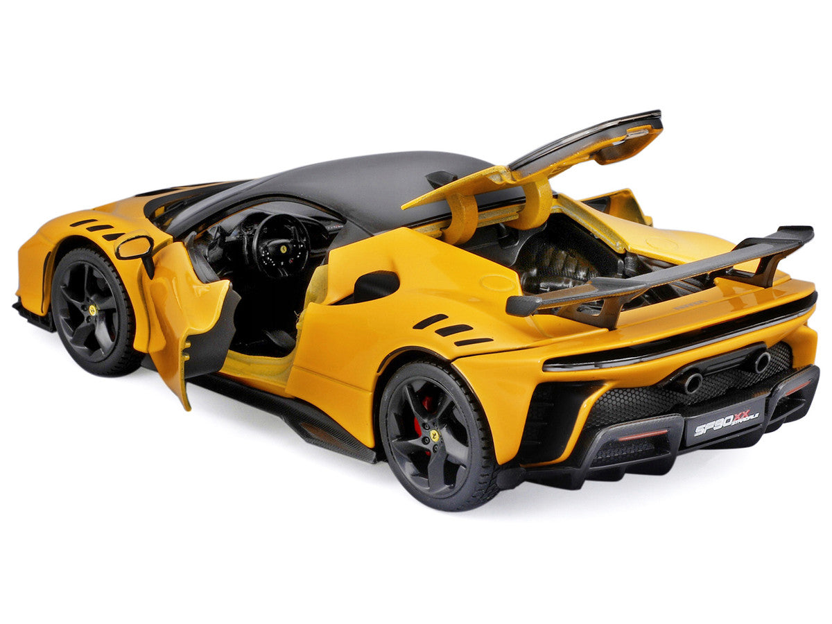 Ferrari SF90 XX Stradale Yellow with Black Top "Race and Play" Series 1/24 Diecast Model Car by Bburago Bburago