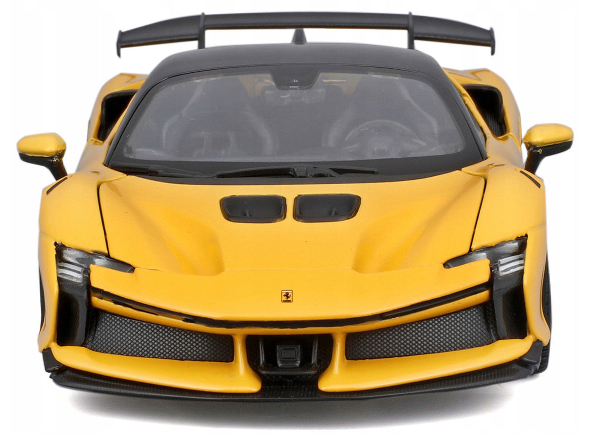 Ferrari SF90 XX Stradale Yellow with Black Top "Race and Play" Series 1/24 Diecast Model Car by Bburago Bburago