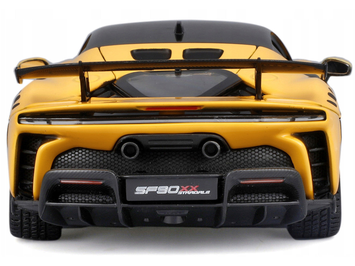Ferrari SF90 XX Stradale Yellow with Black Top "Race and Play" Series 1/24 Diecast Model Car by Bburago Bburago