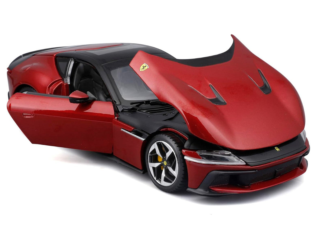 Ferrari 12Cilindri Red Metallic with Black Top "Race + Play" Series 1/24 Diecast Model Car by Bburago Bburago