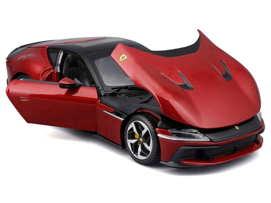 Ferrari 12Cilindri Red Metallic with Black Top "Race + Play" Series 1/24 Diecast Model Car by Bburago Bburago