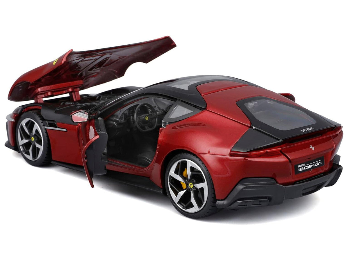 Ferrari 12Cilindri Red Metallic with Black Top "Race + Play" Series 1/24 Diecast Model Car by Bburago Bburago
