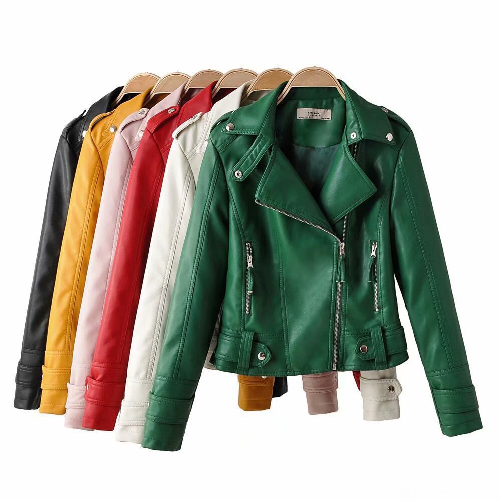 Women's Faux Leather Motorcycle Jacket - Short PU Biker Style Jacket for Women LadyShow.Store