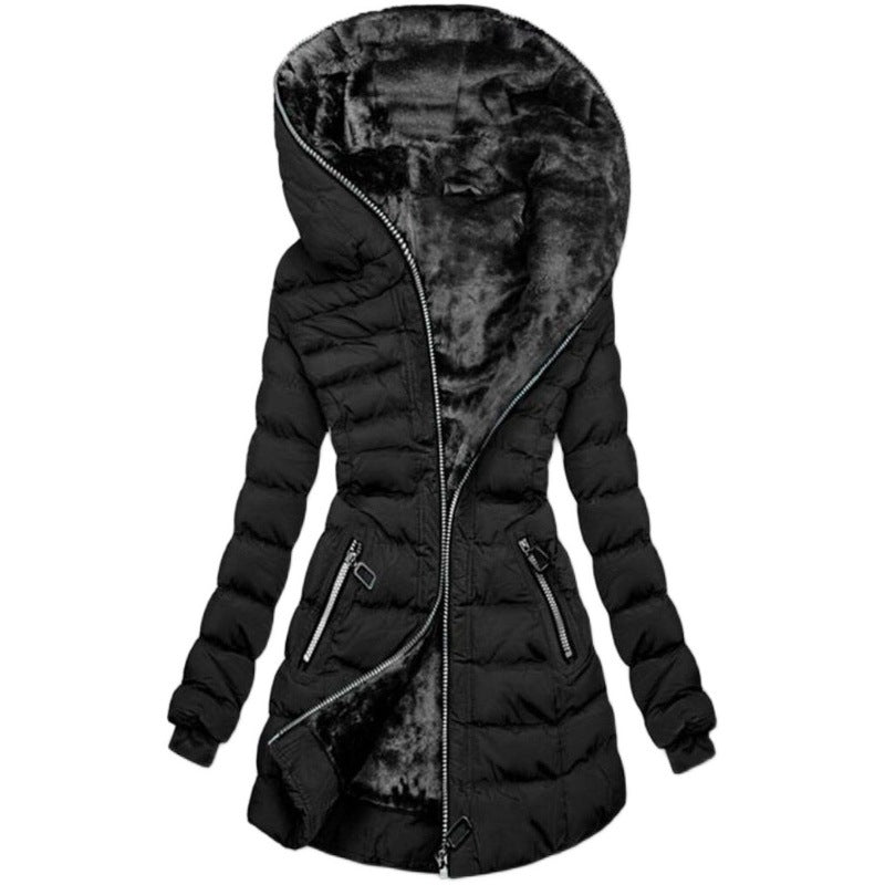Hooded long-sleeved warm and velvet cotton jacket LadyShow.Store