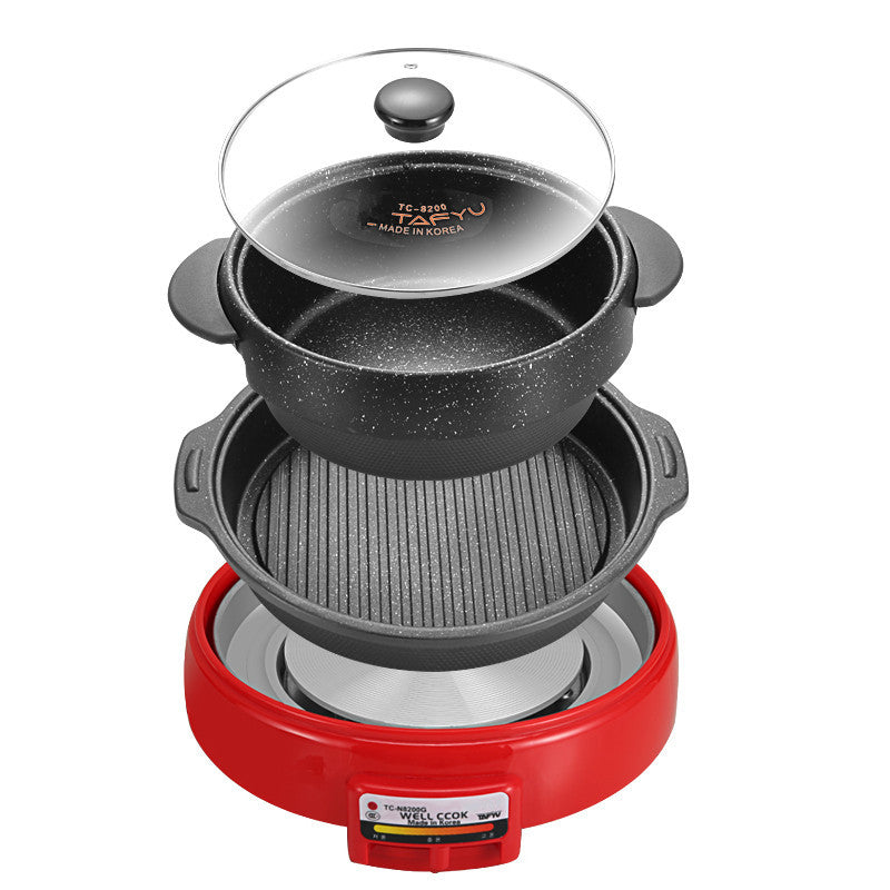 Korean Electric Hot Pot with Non-Stick Grill and Steamer Best YouTube Store