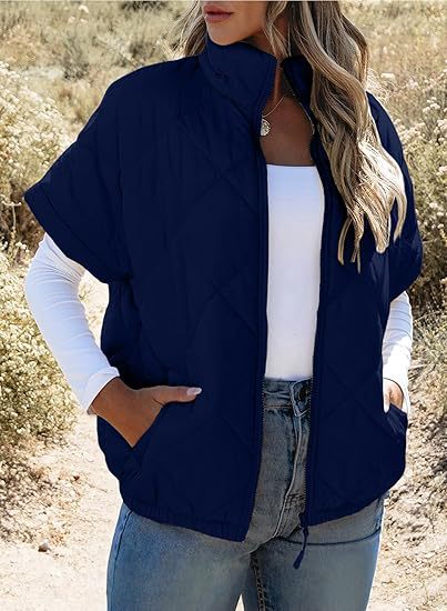 Casual Pocket Zipper Diamond Lattice Warm Jacket Accent Plus