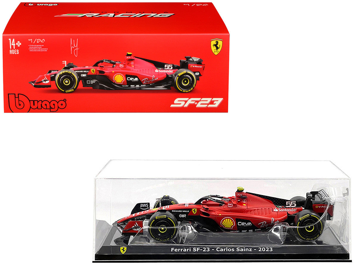 Ferrari SF-23 #55 Carlos Sainz Formula One F1 World Championship (2023) "Formula Racing" Series 1/24 Diecast Model Car by Bburago Bburago