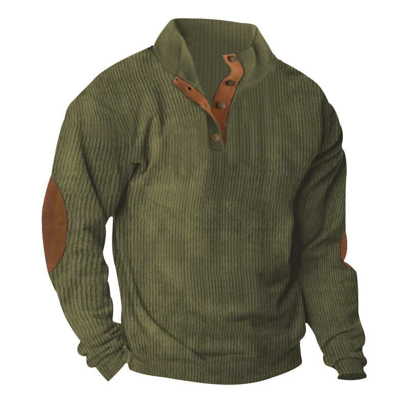 Corduroy Casual Stand Collar Long-sleeved Sweater Best YouTube Store