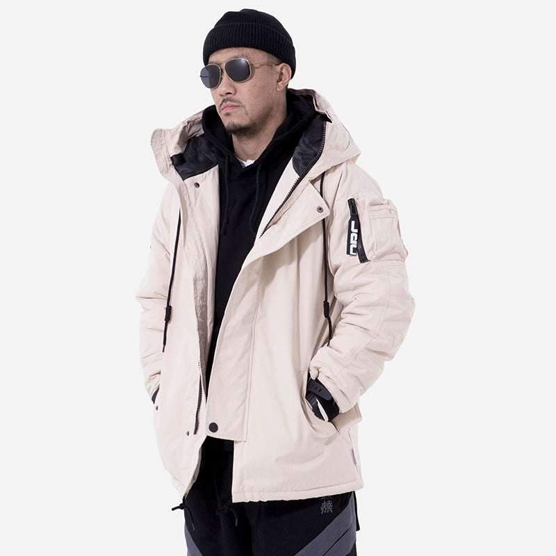 Men's Mid-Length Thick Cotton-Padded Jacket Accent Plus