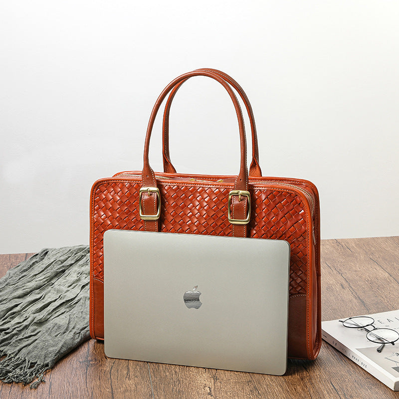 Women's Hand-woven Handbag Vegetable Tanned Full-grain Leather Cowhide LadyShow.Store