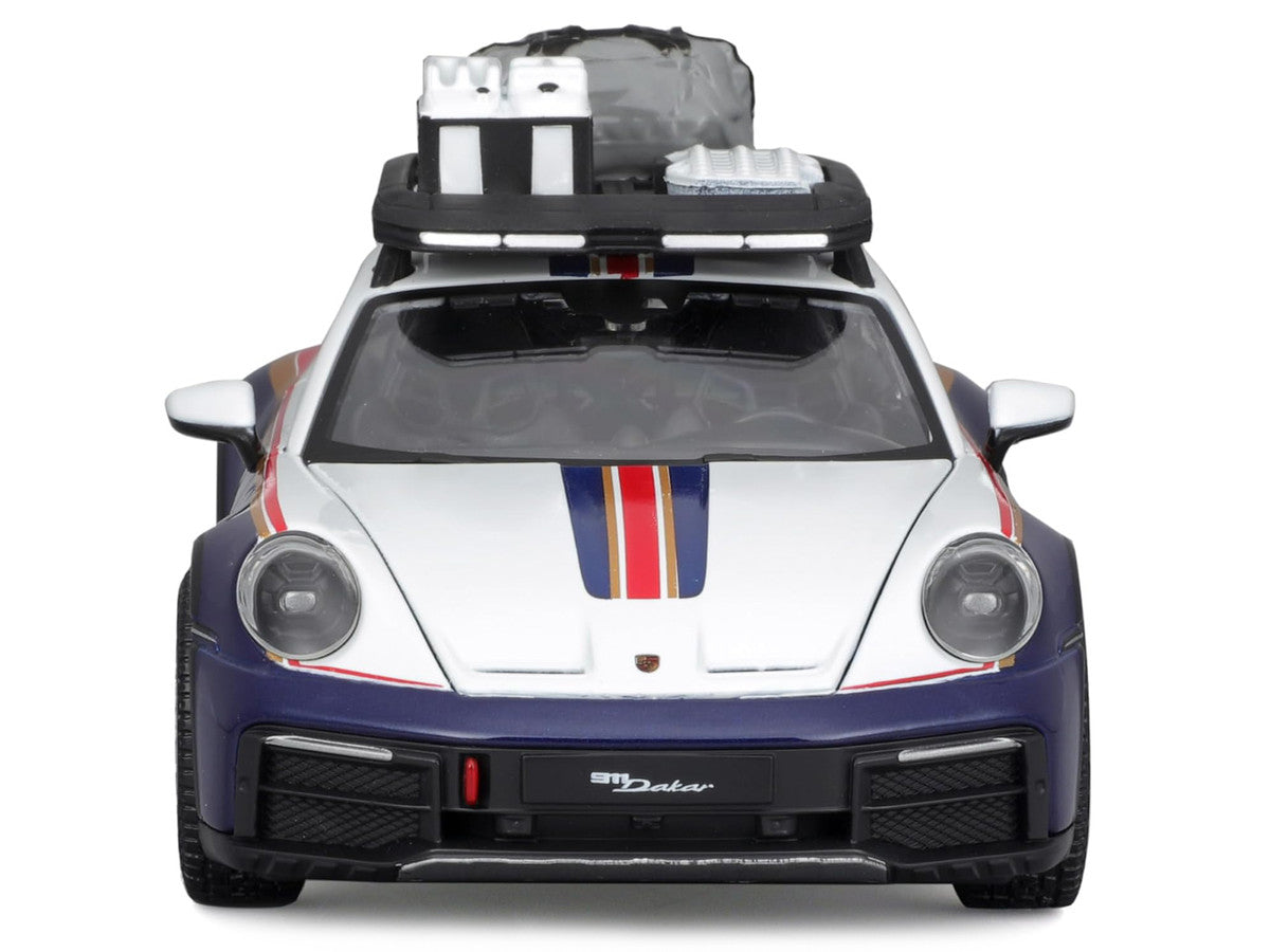 Porsche 911 Dakar #953 "Roughroads Porsche" Blue and White with Stripes and Roof Rack "Race" Series 1/24 Diecast Model Car by Bburago Bburago