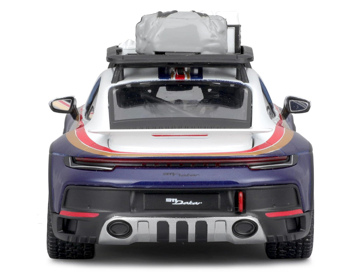Porsche 911 Dakar #953 "Roughroads Porsche" Blue and White with Stripes and Roof Rack "Race" Series 1/24 Diecast Model Car by Bburago Bburago
