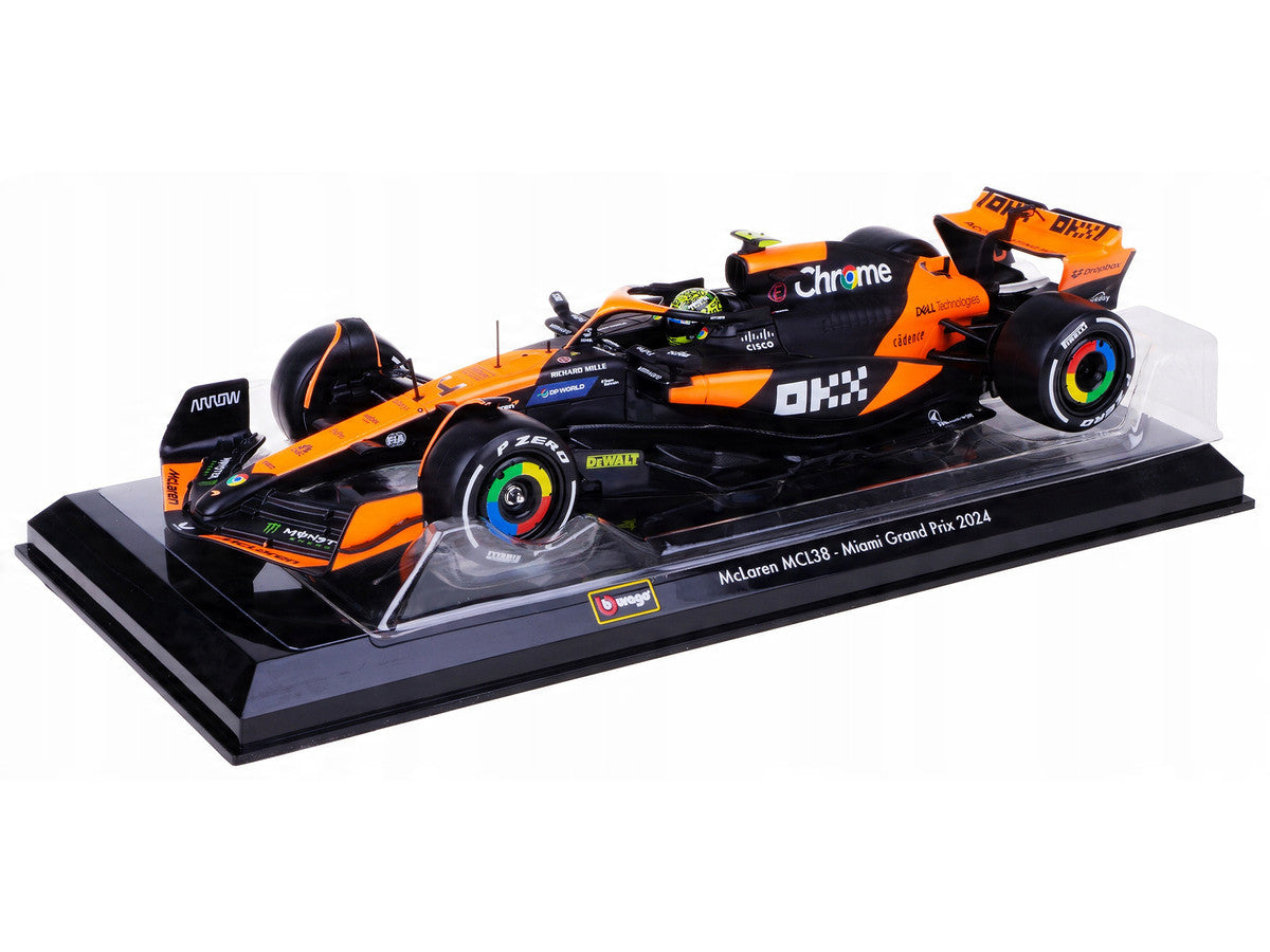 McLaren MCL38 #4 Lando Norris "OKX" Winner Formula One F1 "Miami GP" (2024) with Display Case 1/24 Diecast Model Car by Bburago Bburago