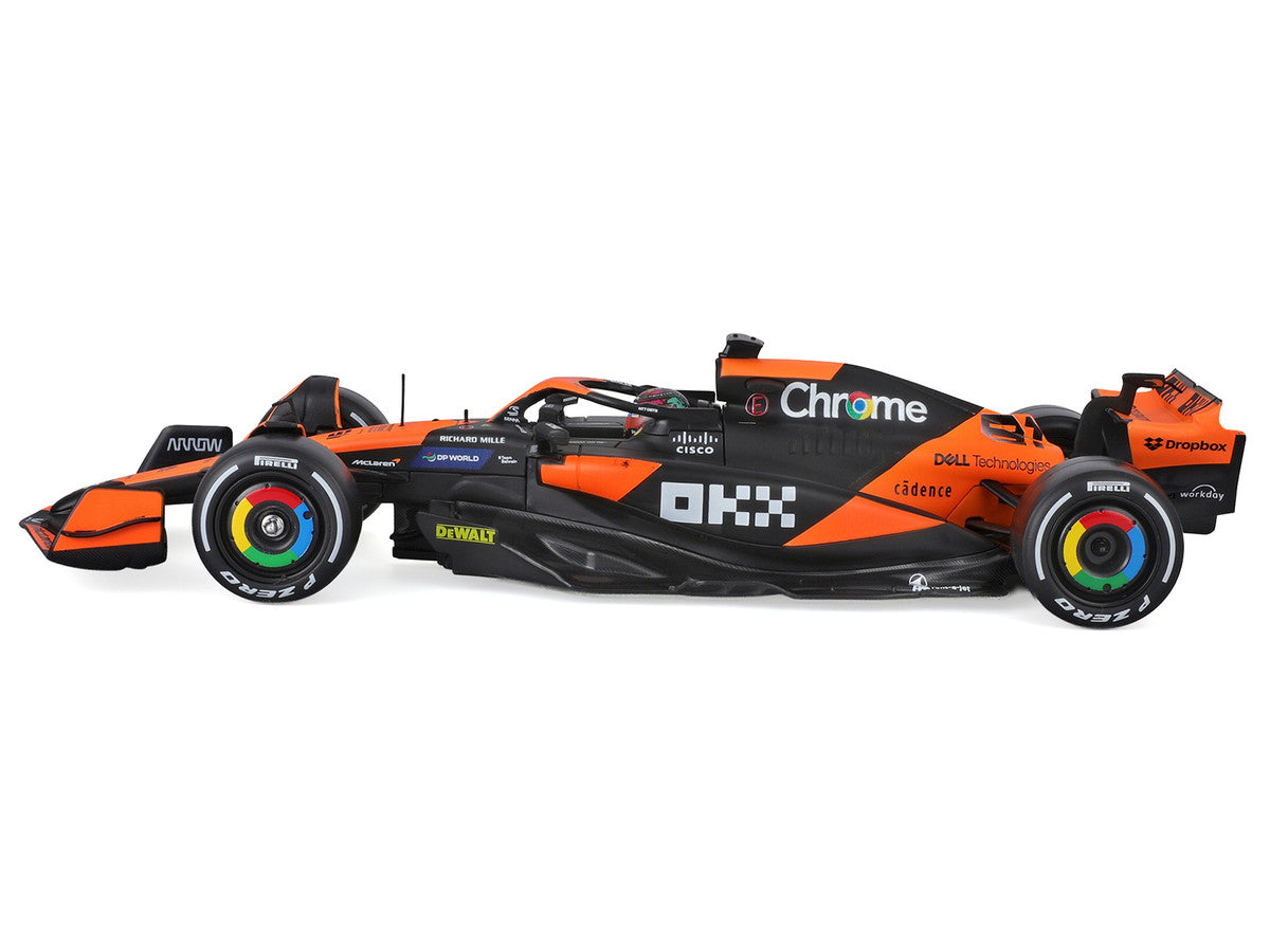 McLaren MCL38 #81 Oscar Piastri "OKX" Formula One F1 "Miami GP" (2024) with Display Case 1/24 Diecast Model Car by Bburago Bburago