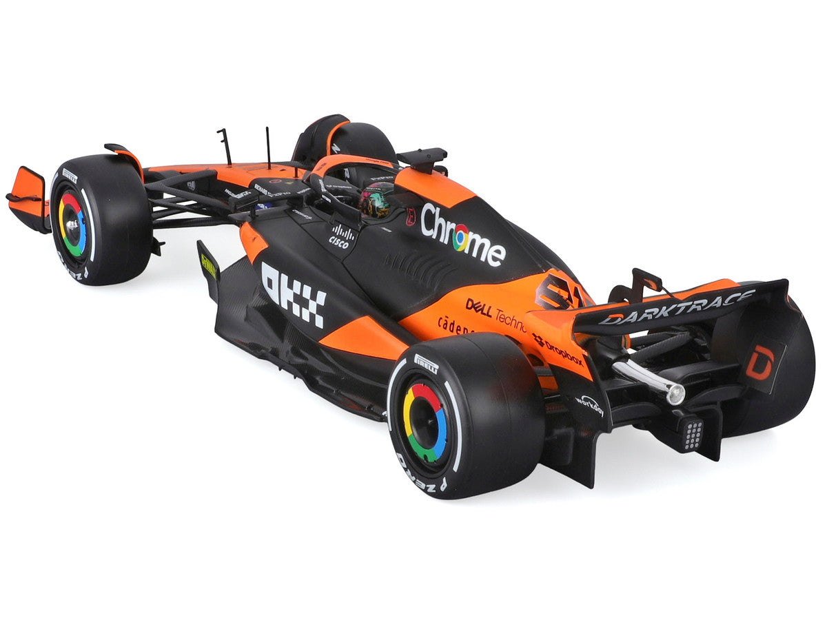 McLaren MCL38 #81 Oscar Piastri "OKX" Formula One F1 "Miami GP" (2024) with Display Case 1/24 Diecast Model Car by Bburago Bburago