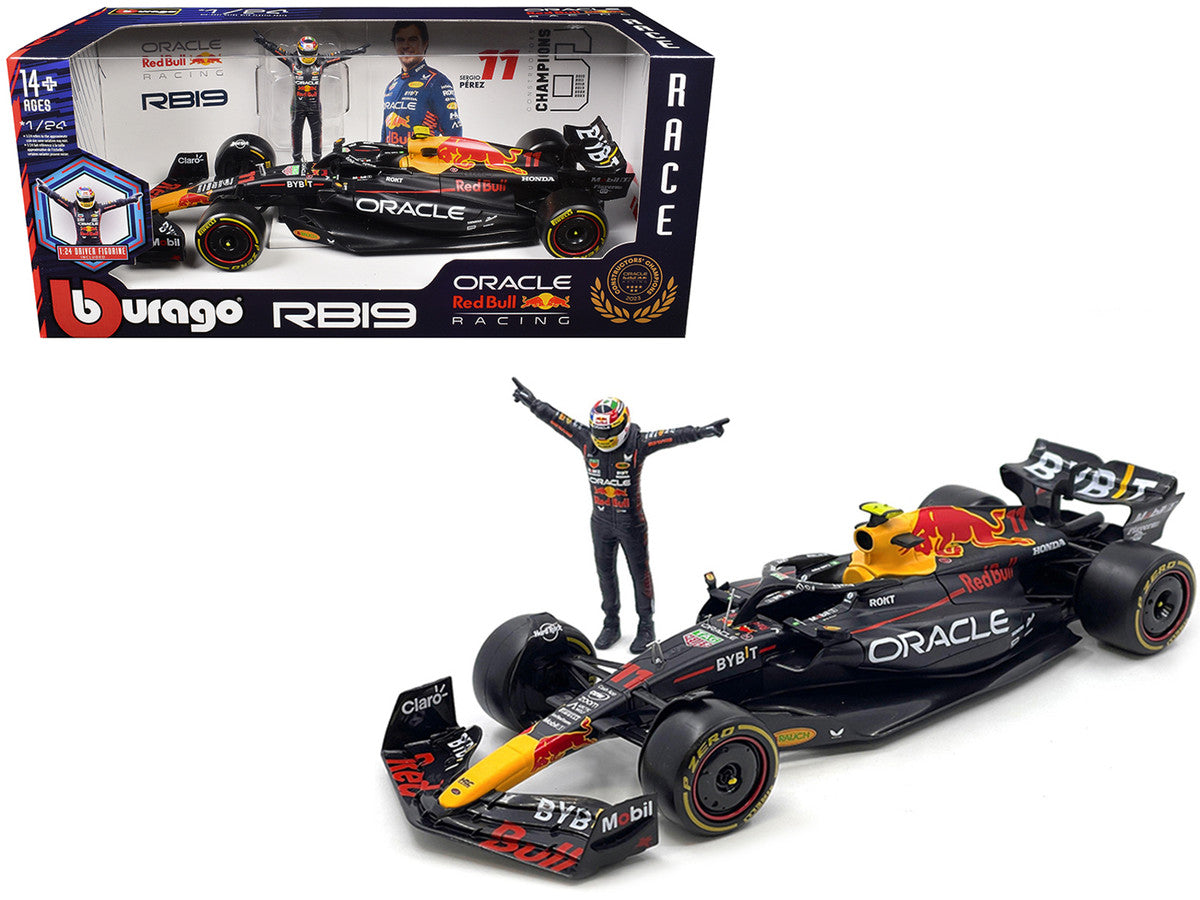 Red Bull Racing RB19 #11 Sergio Perez "Oracle" Formula One F1 Championship "Constructor Champions" (2023) with Driver Figure 1/24 Diecast Model Car by Bburago Bburago