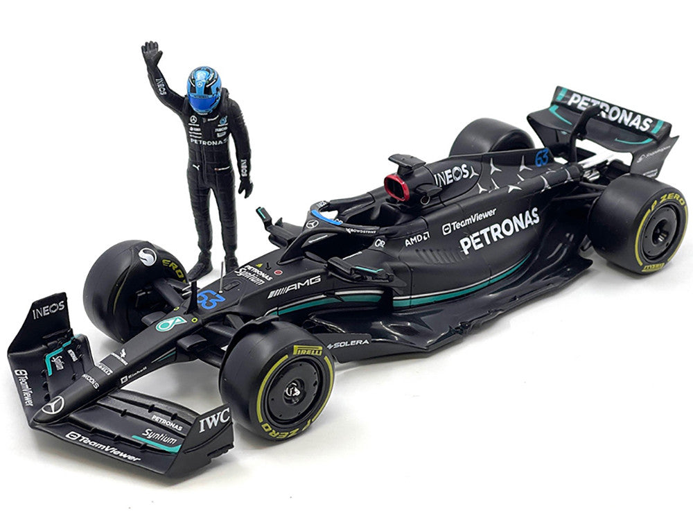 Mercedes-AMG W14 E Performance #63 George Russell "Petronas" Formula One F1 World Championship (2023) with Driver Figure 1/24 Diecast Model Car by Bburago Bburago