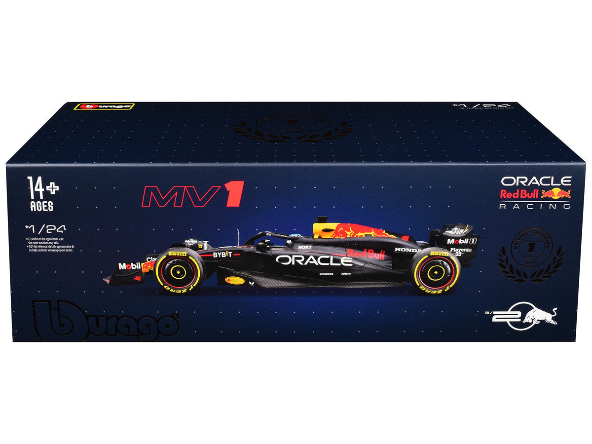 Red Bull Racing RB20 #1 Max Verstappen "Oracle" Winner Formula One F1 Championship "Drivers' Champion" (2024) with Display Case 1/24 Diecast Model Car by Bburago Bburago