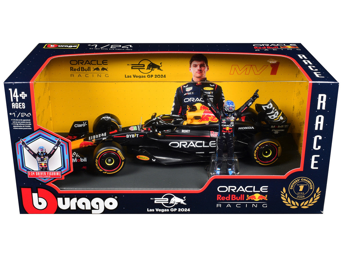 Red Bull Racing RB20 #1 Max Verstappen "Oracle" Winner Formula One F1 Championship "Drivers' Champion" (2024) with Driver Figure 1/24 Diecast Model Car by Bburago Bburago