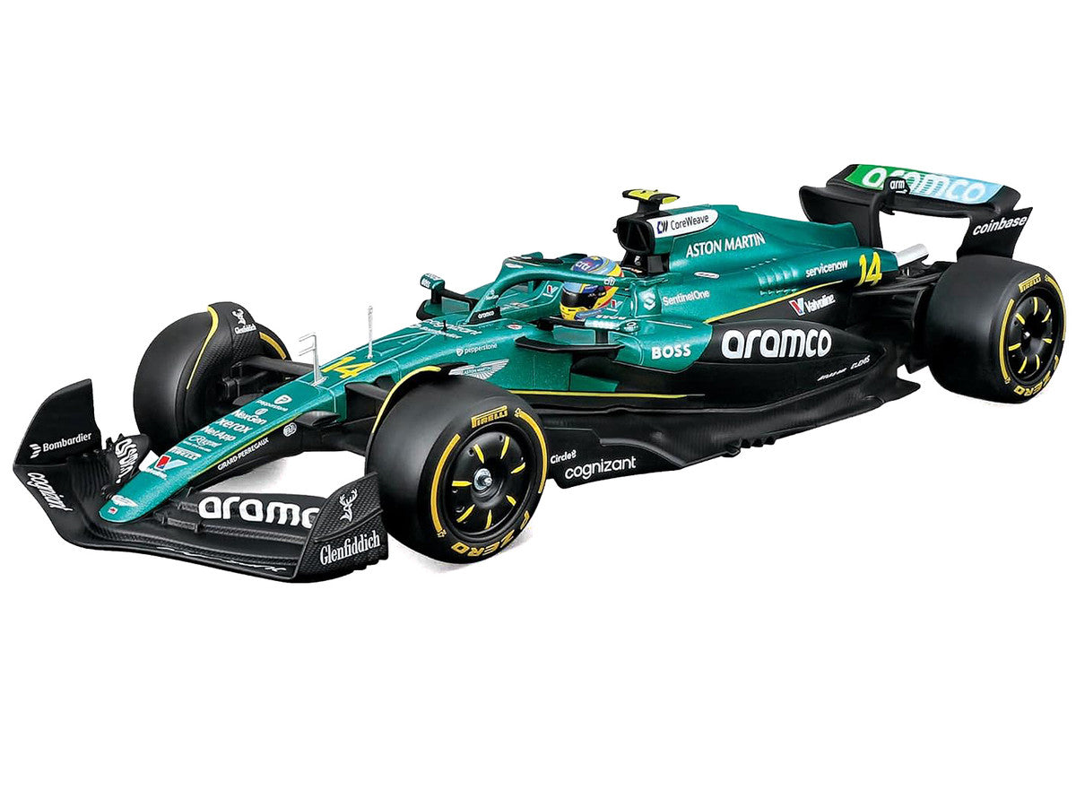 Aston Martin AMR25 #14 Fernando Alonso "Aramco" Formula One F1 "World Championship" (2025) 1/24 Diecast Model Car by Bburago Bburago