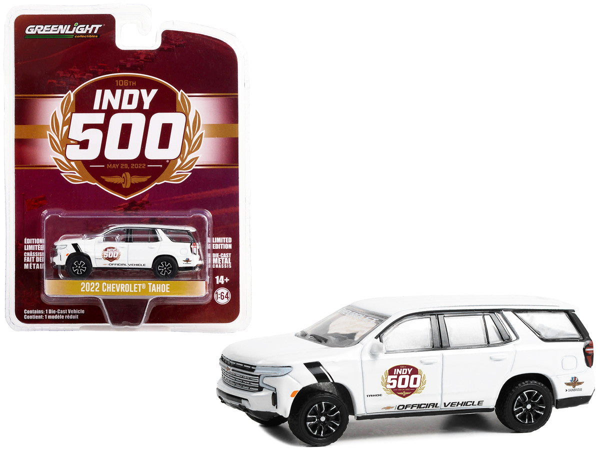 2022 Chevrolet Tahoe White "106th Running of the Indianapolis 500 Official Vehicle" (2022) "Anniversary Collection" Series 15 1/64 Diecast Model Car by Greenlight Greenlight