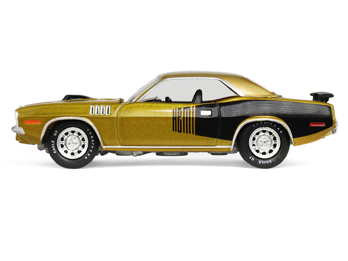 1971 Plymouth Hemi ‘Cuda Gold Metallic with Black Accents "America 250 Edition" "Anniversary Collection" Series 18 1/64 Diecast Model Car by Greenlight Greenlight