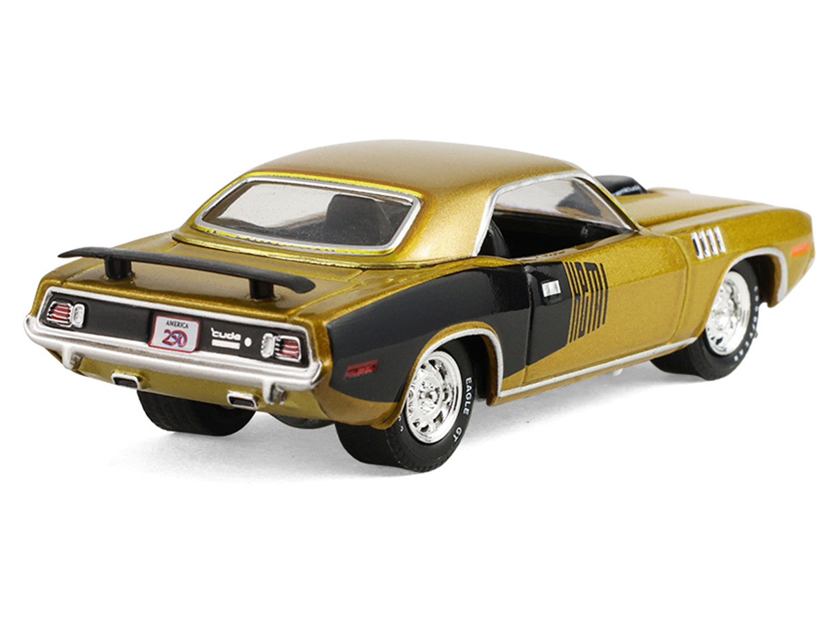 1971 Plymouth Hemi ‘Cuda Gold Metallic with Black Accents "America 250 Edition" "Anniversary Collection" Series 18 1/64 Diecast Model Car by Greenlight Greenlight