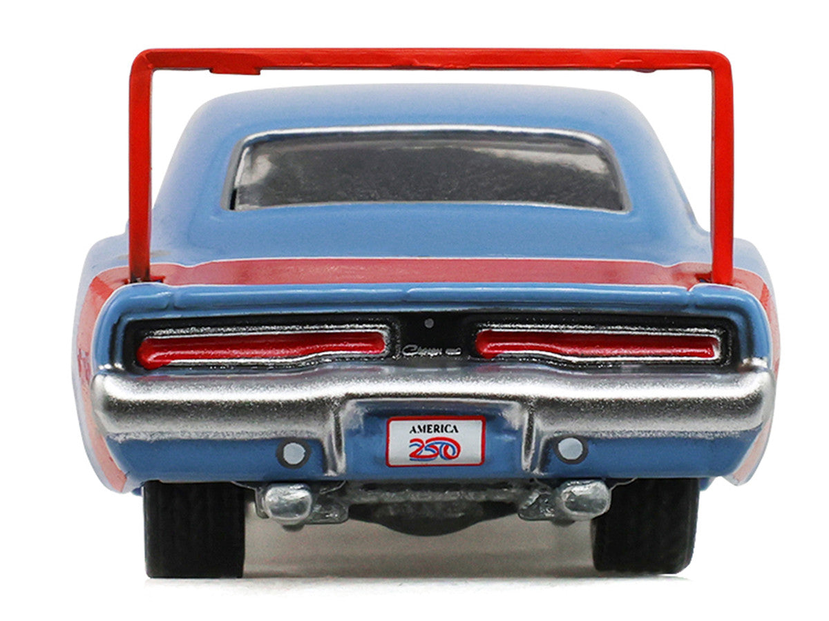 1969 Dodge Charger Daytona Blue with Red Stripes "America 250 Edition" "Anniversary Collection" Series 18 1/64 Diecast Model Car by Greenlight Greenlight