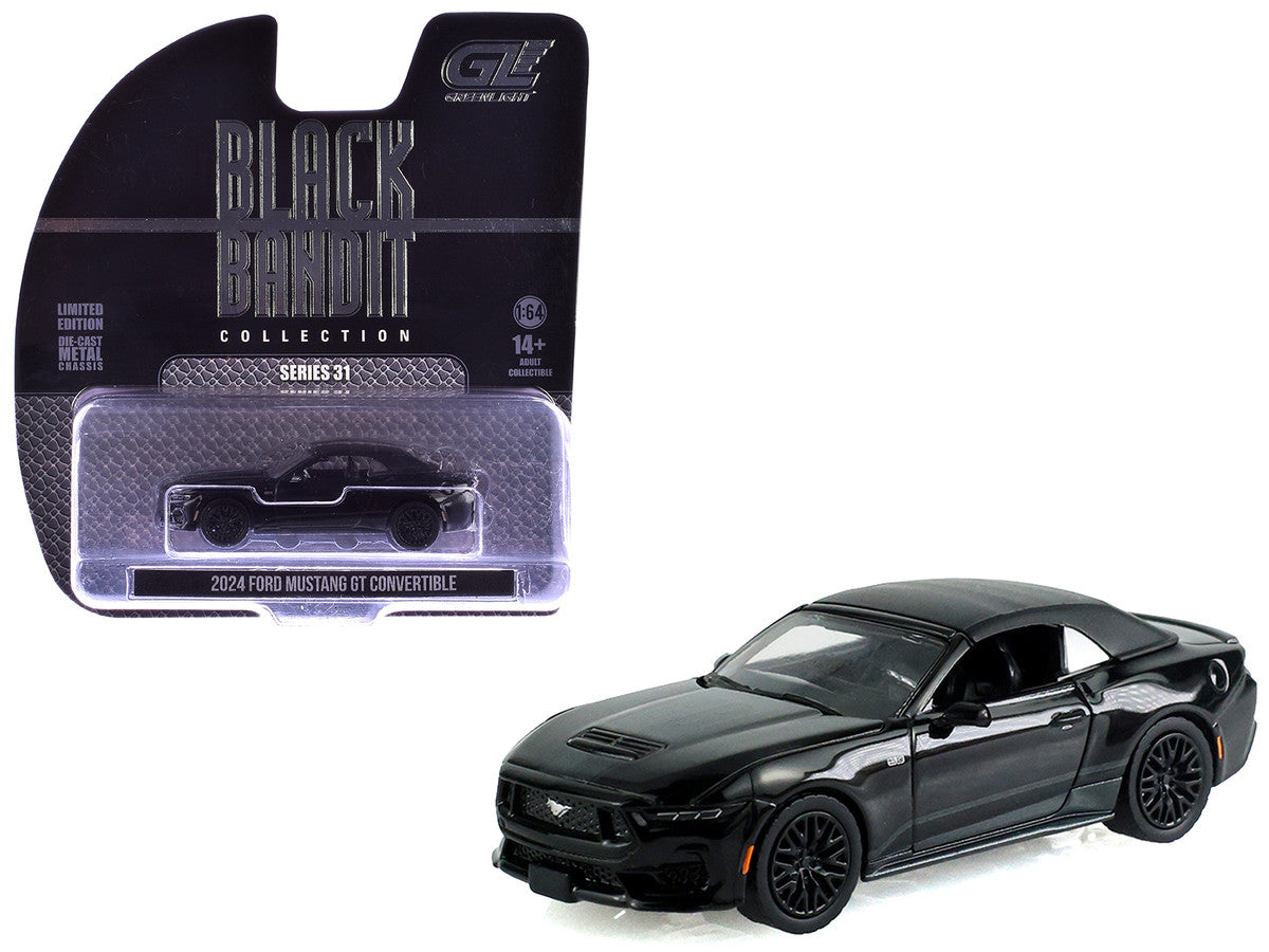 2024 Ford Mustang GT Convertible Black "Black Bandit" Series 31 1/64 Diecast Model Car by Greenlight Greenlight