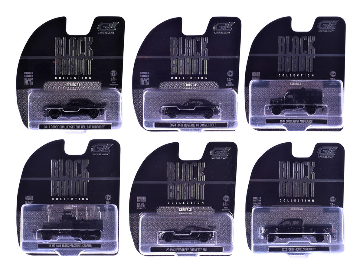 "Black Bandit" Series 31 6 piece Set 1/64 Diecast Model Cars by Greenlight Greenlight