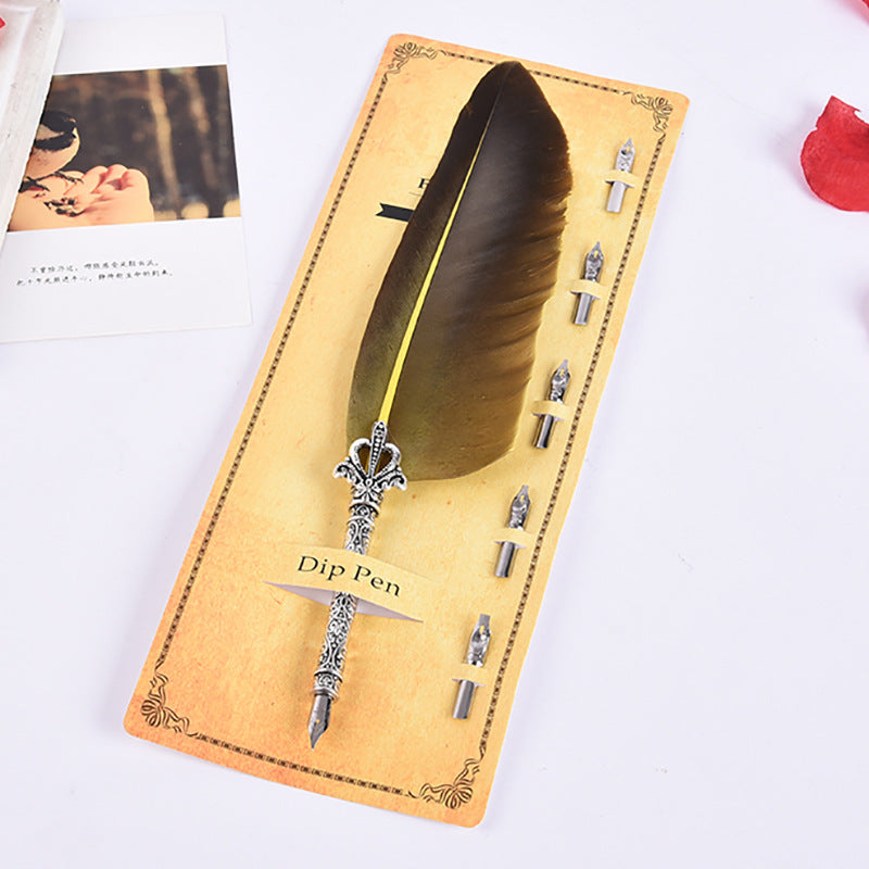 Creative Retro Turkey Feather Pen Teacher's Day Gift CJD