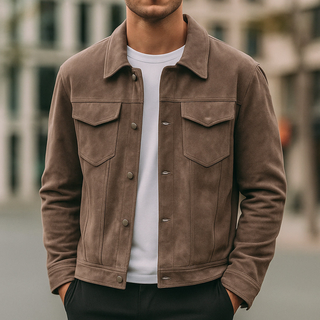 Deer Suede Men's Winter Lapel Work Jacket Best YouTube Store