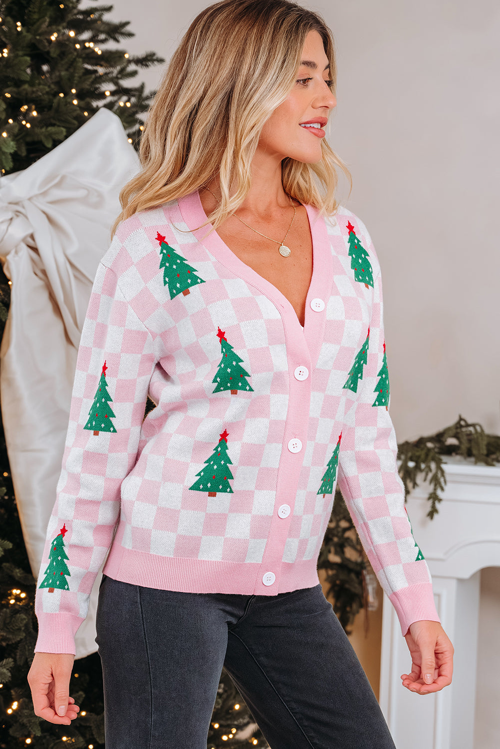 Ella Tree Pattern Cardigan Sweater-2