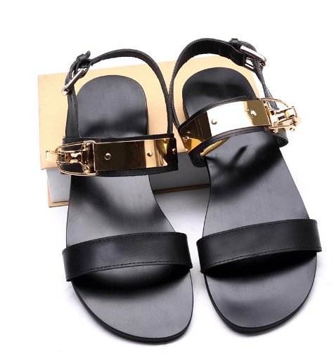 Men's Summer Leather Roman Sandals with Metal Rivets Best YouTube Store