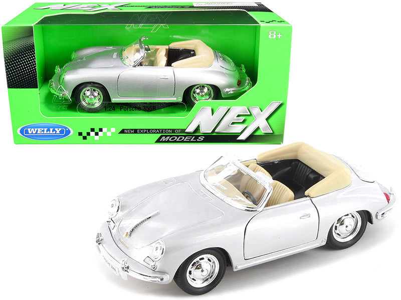 Porsche 356B Roadster Silver "NEX Models" 1/24 Diecast Model Car by Welly Welly