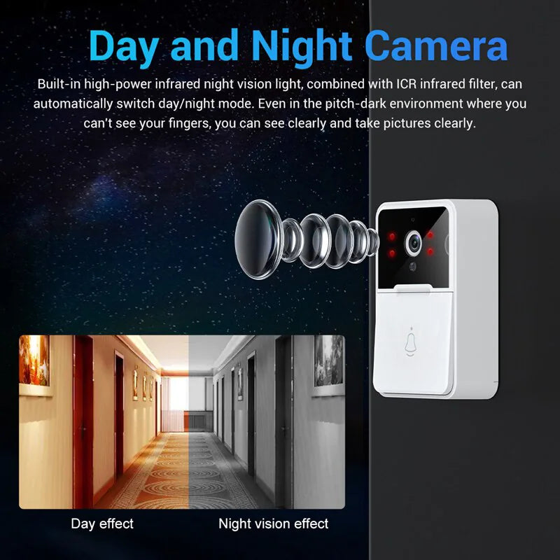 Wireless Security Smart WiFi Doorbell Intercom Video Camera Door Ring Bell Chime Pi-Mart