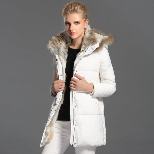 High-end Rabbit Fur Eiderdown Outerwear Mid-length Padded Coat Women LadyShow.Store