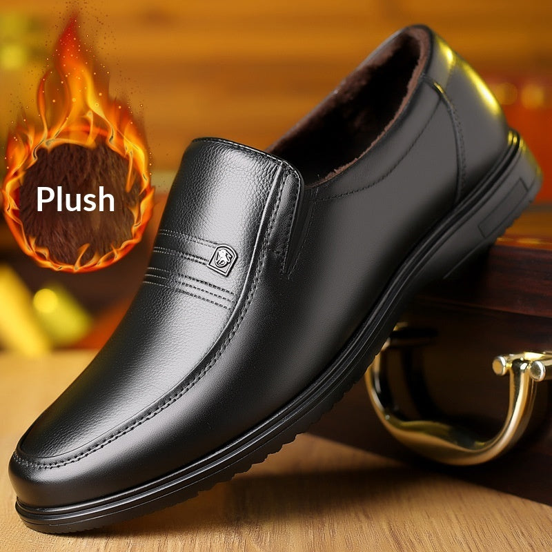 Men's Leather Genuine Flat Sole Round Toe Soft Sole Non-slip Casual Shoes For Middle-aged Best YouTube Store
