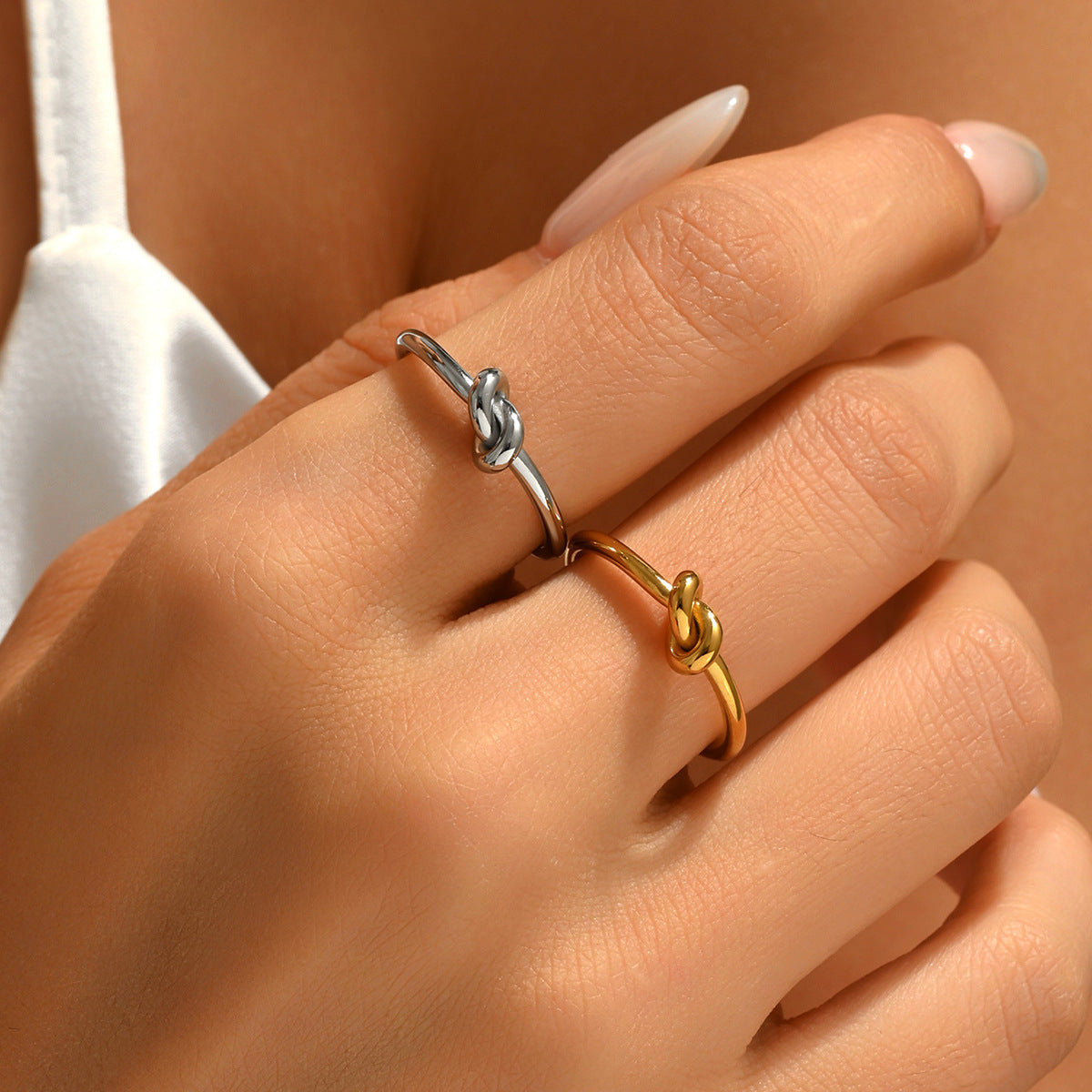 Stainless Steel Ring With A Braided Cord And Adjustable Opening LadyShow.Store