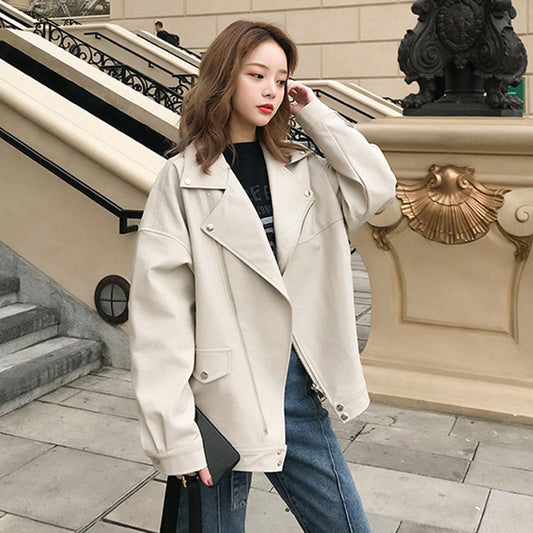 Casual Little Guy With A Motorcycle Leather Jacket Off LadyShow.Store