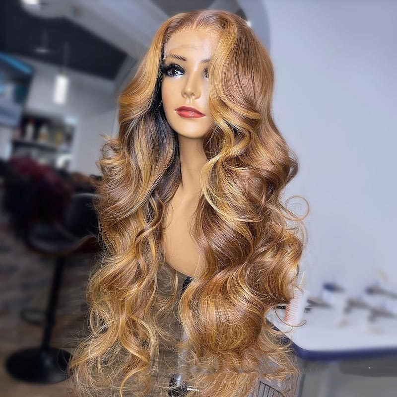 Honey Blonde Body Wave Lace Front Pre Plucked Highlight Wig CJD